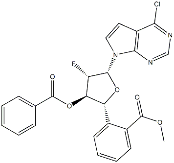 4-氯-7-(3,5-二-O-苯甲酰基-2-脱氧-2-氟-BETA-D-阿拉伯呋喃糖基)-7H-吡咯并[2,3-D]嘧啶, 169516-55-6, 结构式