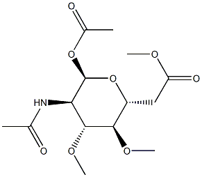 2-アセチルアミノ-3-O,4-O-ジメチル-2-デオキシ-α-D-ガラクトピラノース1,6-ジアセタート 化学構造式
