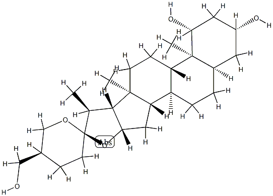 (25S)-5β-Spirostane-1β,3β,27-triol 结构式