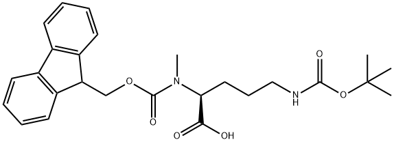(9H-Fluoren-9-yl)MethOxy]Carbonyl N-Me-Orn(Boc)-OH 结构式