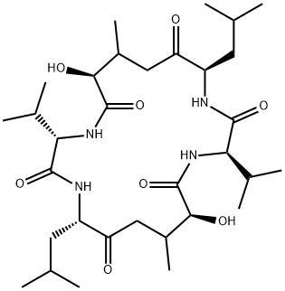 シクロ(L-Hmb-D-Val-D-Leu-L-Hmb-L-Val-L-Leu-) 化学構造式