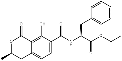 N-[(R)-3,4-Dihydro-8-hydroxy-3α-methyl-1-oxo-1H-2-benzopyran-7-yl]carbonyl-L-phenylalanine ethyl ester 结构式