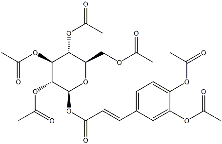 1-O-[3-[3,4-Bis(acetyloxy)phenyl]propenoyl]-β-D-glucopyranose 2,3,4,6-tetraacetate 结构式
