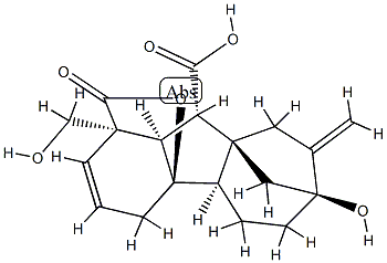 4aα,7-Dihydroxy-1β-hydroxymethyl-8-methylenegibba-2-ene-1α,10β-dicarboxylic acid 1,4a-lactone 结构式