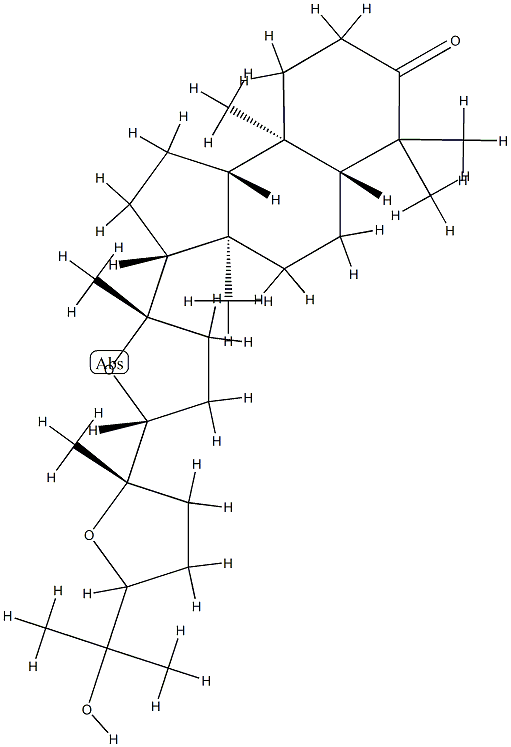 (14α,15S,17aR)-15-Methyl-15,17a:20,24-diepoxy-25-hydroxy-D-homo-C,30-dinor-13,17a-secodammaran-3-one 结构式