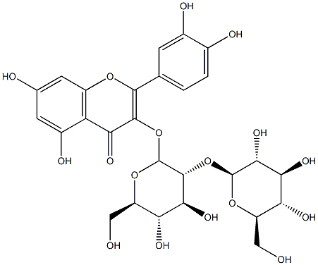 槲皮素3-O-槐糖 结构式