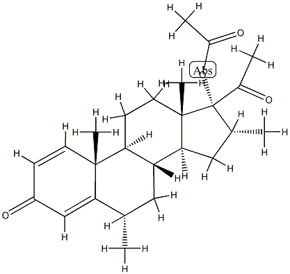 17α-(アセチルオキシ)-6α,16α-ジメチルプレグナ-1,4-ジエン-3,20-ジオン 化学構造式