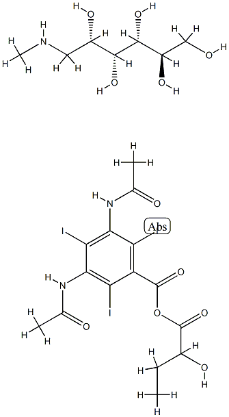 2-hydroxybutanoyl 3,5-diacetamido-2,4,6-triiodo-benzoate, (2R,3R,4R,5S )-6-methylaminohexane-1,2,3,4,5-pentol 结构式
