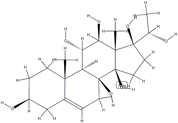 (14β,17S,20S)-Pregn-5-ene-3β,8,11α,12β,14,17,20-heptol 结构式