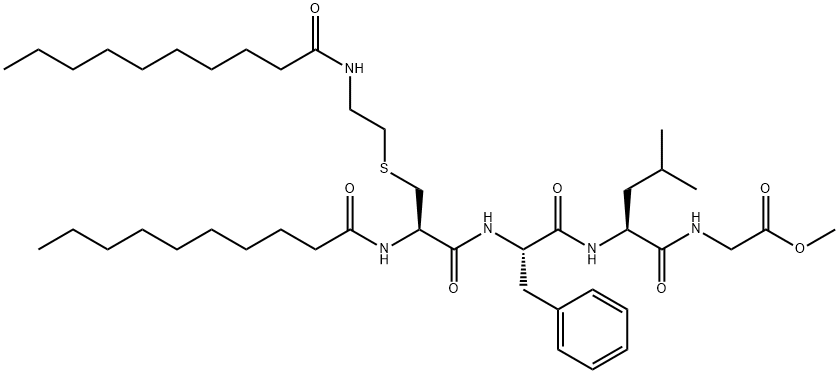 3-[[2-(1-Oxodecylamino)ethyl]thio]-N-(1-oxodecyl)-L-Ala-L-Phe-L-Leu-Gly-OMe 结构式