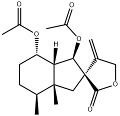 (1R,2R,3aβ,4β,7α,7aβ)-1β,7-ビス(アセチルオキシ)-1,3,3a,4,5,6,7,7a,4',5'-デカヒドロ-3a,4-ジメチル-4'-メチレンスピロ[2H-インデン-2,3'(2'H)-フラン]-2'-オン 化学構造式
