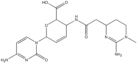 1-(4-アミノ-2-オキソ-1(2H)-ピリミジニル)-4-[[[(4S)-1,4,5,6-テトラヒドロ-2-アミノ-1-メチルピリミジン-4-イル]アセチル]アミノ]-1,2,3,4-テトラデオキシ-β-D-erythro-2-ヘキセノピラヌロン酸 化学構造式