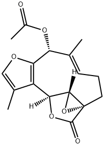 (1aS,4E,6R,10S,10aR)-6-Acetoxy-3,6,10,10a-tetrahydro-5,9-dimethyl-10,1a-(epoxymethano)-2H-oxireno[4,5]cyclodeca[1,2-b]furan-12-one Structure