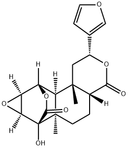 (2R,4aβ,7aα,8aα,9aα)-ドデカヒドロ-2α-(3-フリル)-7α-ヒドロキシ-6aα,9bβ-ジメチル-9β,7-(エポキシメタノ)-4H-オキシレノ[6,7]ナフト[2,1-c]ピラン-4,11-ジオン 化学構造式