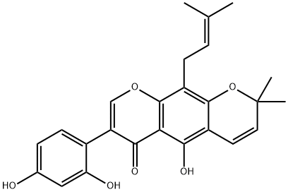 7-(2,4-Dihydroxyphenyl)-5-hydroxy-2,2-dimethyl-10-(3-methyl-2-butenyl)-2H,6H-benzo[1,2-b:5,4-b']dipyran-6-one Structure