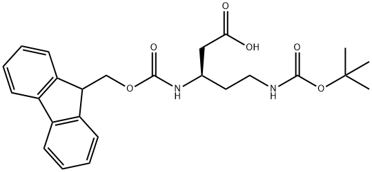 (R)-N-beta-(9H-Fluoren-9-yl)MethOxy]Carbonyl N-delta-(Tert-Butoxy)Carbonyl 3,5-diaminopentanoic acid 结构式