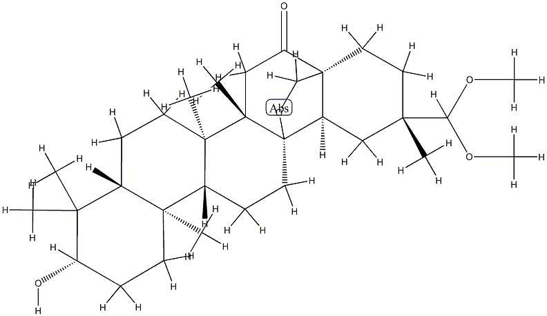 13,28-エポキシ-3β-ヒドロキシ-30,30-ジメトキシオレアナン-16-オン 化学構造式