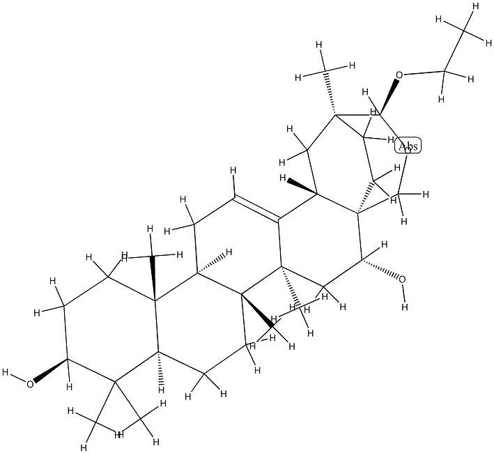 (30S)-28,30-エポキシ-30-エトキシオレアナ-12-エン-3β,16α-ジオール 化学構造式