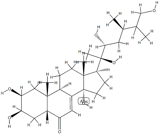 (22R)-2β,3β,14,20,22,26-ヘキサヒドロキシ-5β-エルゴスタ-7-エン-6-オン 化学構造式