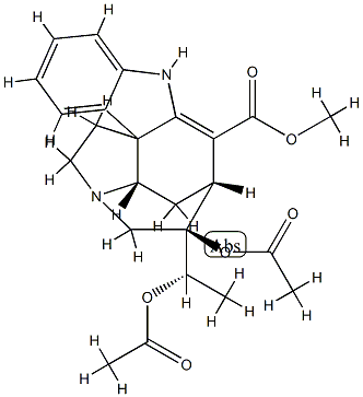 (19S)-2,16-ジデヒドロ-19,20-ジアセトキシクラン-17-酸メチル 化学構造式