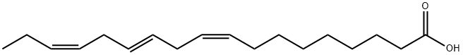 (9Z,12Z,15E)-オクタデカ-9,12,15-トリエン酸 化学構造式