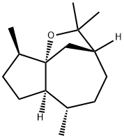 (3R)-3,4,5,6,6aα,7,8,9-Octahydro-2,2,6α,9β-tetramethyl-3,9aβ-methano-2H-cyclopent[b]oxocin Structure