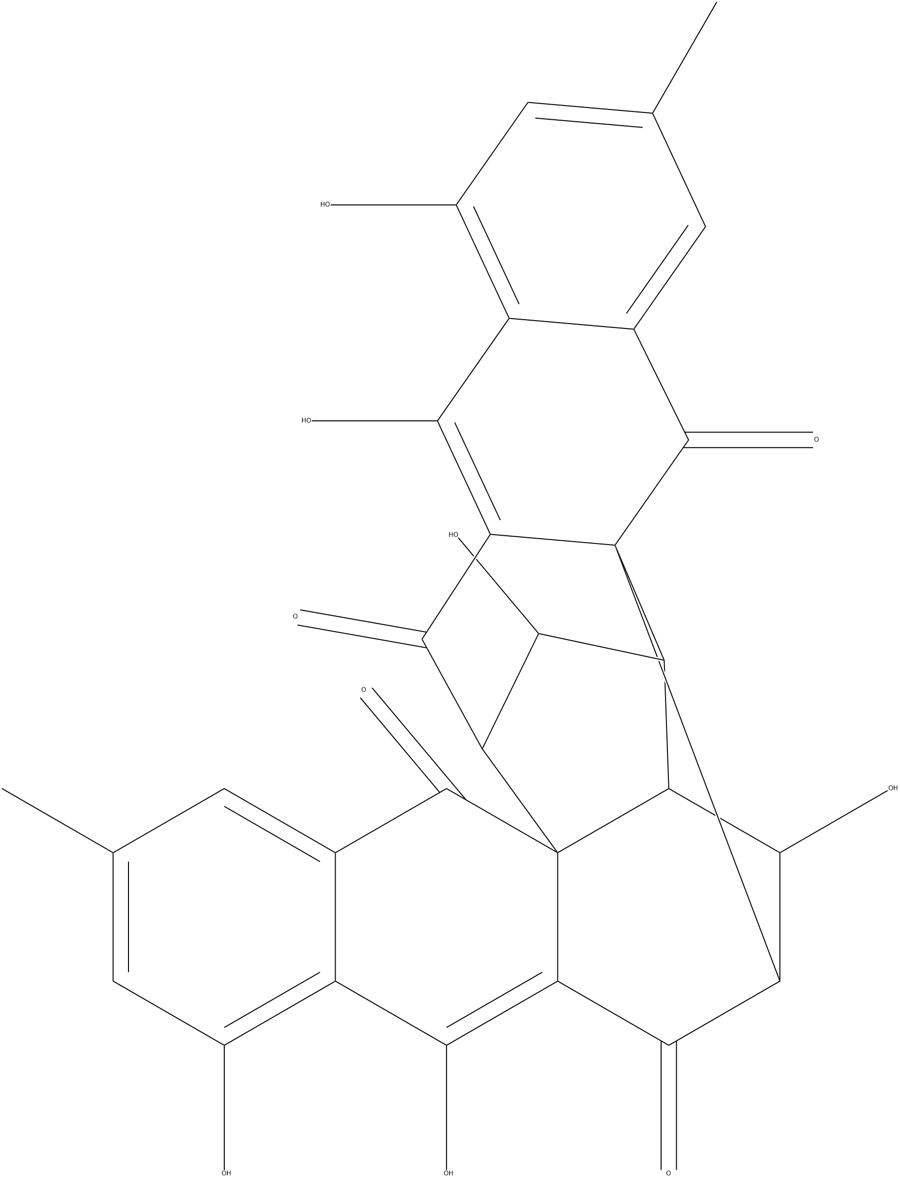 Rugulosin, (1S,1'S,2R,2'R,3S,3'S,9ar,9'ar)- Struktur