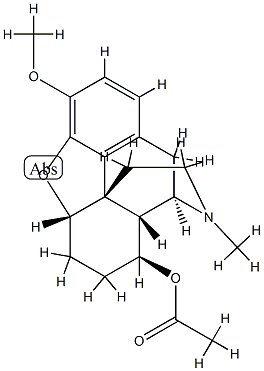 4,5α-エポキシ-3-メトキシ-17-メチルモルフィナン-8β-オールアセタート 化学構造式