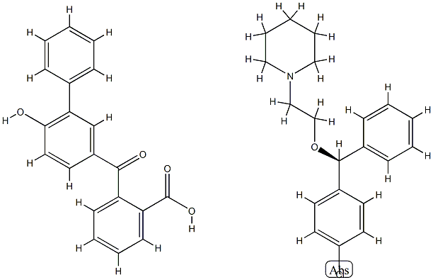 2-[(6-Hydroxy[1,1'-biphenyl]-3-yl)carbonyl]benzoic acid compd. with 1-[2-[(S)-(4-chlorophenyl)phenylmethoxy]ethyl]piperidine Struktur