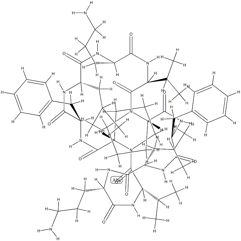 Cyclo(Pro-D-Phe-Leu-Orn-Val-Pro-D-Phe-Leu-Orn-Val-) Struktur