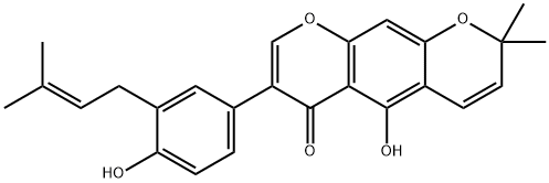 5-Hydroxy-7-[4-hydroxy-3-(3-methyl-2-butenyl)phenyl]-2,2-dimethyl-2H,6H-benzo[1,2-b:5,4-b']dipyran-6-one Struktur