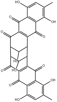 7,8,16,17-Tetrahydro-1,4,11,14,19,20-hexahydroxy-2,13-dimethyl-7,17:8,16-dimethanocyclodeca[1,2-b:5,6-b']dinaphthalene-5,6,9,10,15,18-hexone 结构式