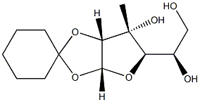 1-O,2-O-シクロヘキシリデン-3-メチル-α-D-アロフラノース 化学構造式