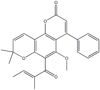 5-Methoxy-8,8-dimethyl-6-(2-methyl-1-oxo-2-butenyl)-4-phenyl-2H,8H-benzo[1,2-b:3,4-b']dipyran-2-one Structure