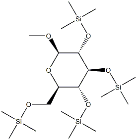 メチル2-O,3-O,4-O,6-O-テトラキス(トリメチルシリル)-β-D-グルコピラノシド 化学構造式