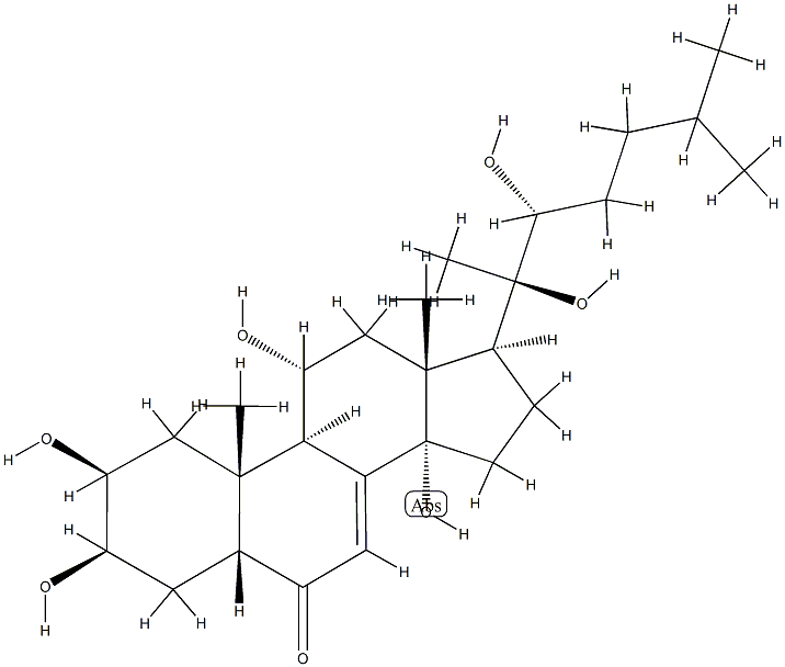 (22R)-2β,3β,11α,14,20,22-ヘキサヒドロキシ-5β-コレスタ-7-エン-6-オン 化学構造式