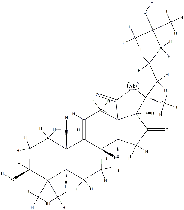 3β,20,25-Trihydroxy-16-oxo-5α-lanost-9(11)-en-18-oic acid γ-lactone Structure