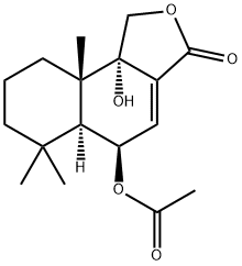 [5R,(-)]-5-Acetoxy-5,5aα,6,7,8,9,9a,9b-octahydro-9bα-hydroxy-6,6,9aβ-trimethylnaphtho[1,2-c]furan-3(1H)-one Structure