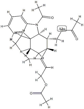 (19E)-1-アセチル-19,20-ジデヒドロクラン-17,18-ジオールジアセタート 化学構造式