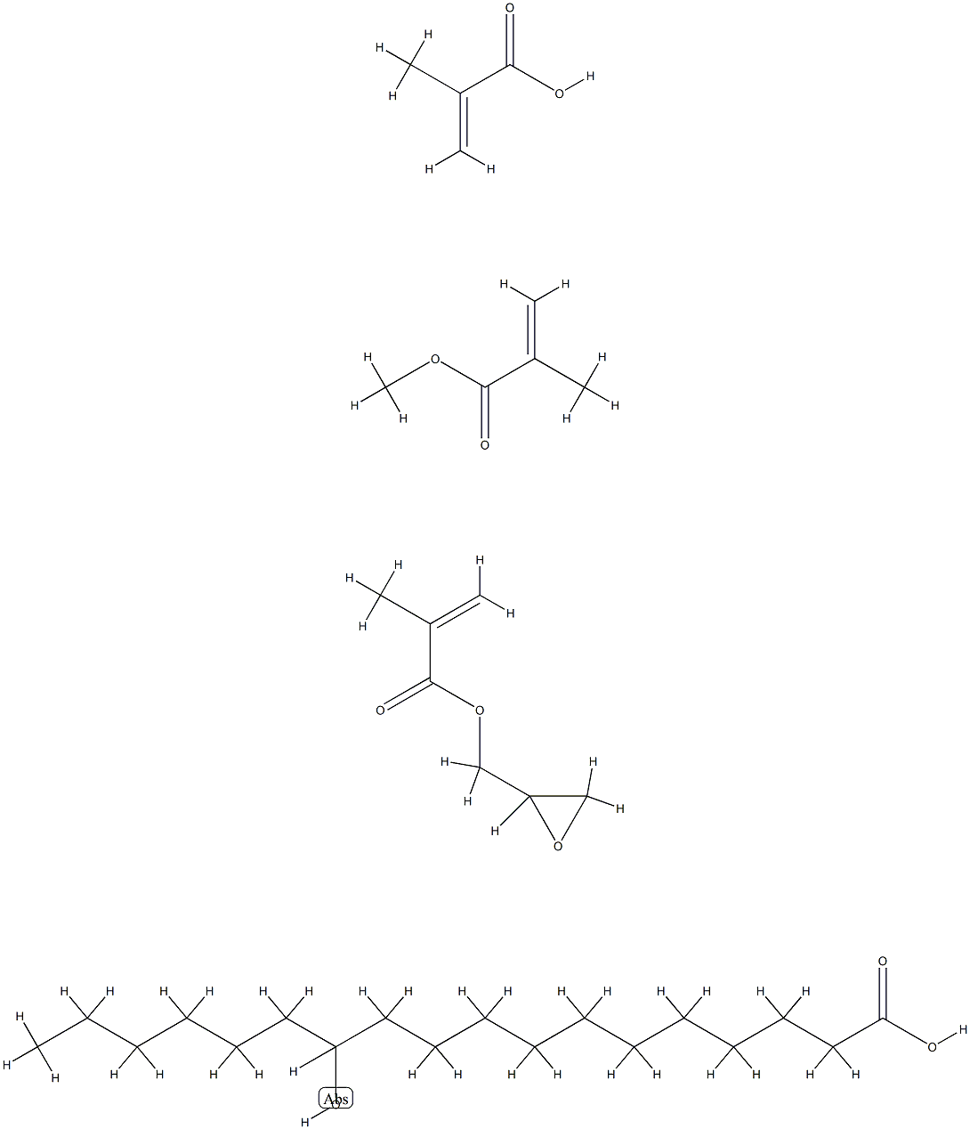 12-羟基十八酸与2-甲基-2-丙烯酸甲酯和2-甲基-2-丙烯酸环氧乙基甲酯的聚合物, 25101-94-4, 结构式