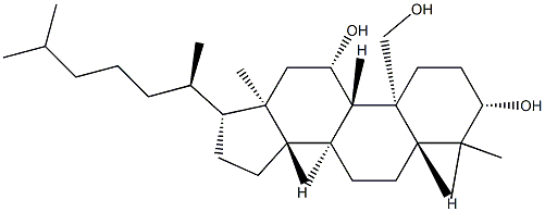ラノスタン-3β,11β,19-トリオール 化学構造式