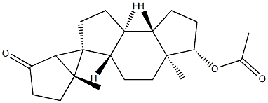 (5R)-17β-アセチルオキシ-4,10:5,9-ジシクロ-9,10-セコアンドロスタン-3-オン 化学構造式