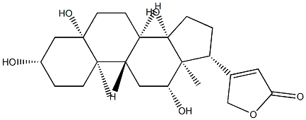 3β,5,12β,14-Tetrahydroxy-5β,14β-card-20(22)-enolide 结构式