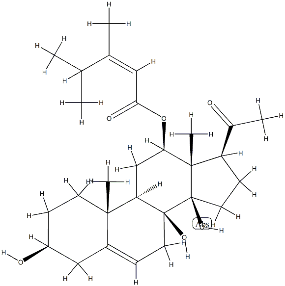 12β-[[(Z)-3,4-ジメチル-1-オキソ-2-ペンテニル]オキシ]-3β,8,14β-トリヒドロキシプレグナ-5-エン-20-オン 化学構造式