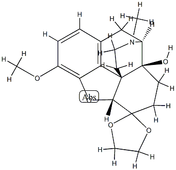 4,5α-エポキシ-14-ヒドロキシ-3-メトキシ-17-メチルモルフィナン-6-オンエチレンアセタール 化学構造式