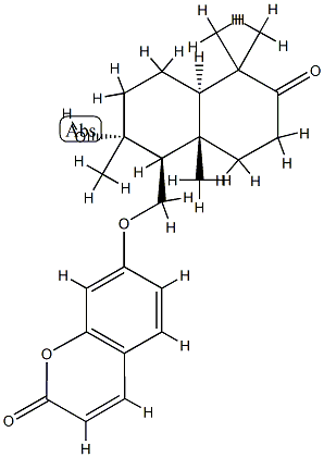 7-[[(1S,4aα)-デカヒドロ-2α-ヒドロキシ-2,5,5,8aβ-テトラメチル-6-オキソナフタレン-1β-イル]メトキシ]-2H-1-ベンゾピラン-2-オン 化学構造式
