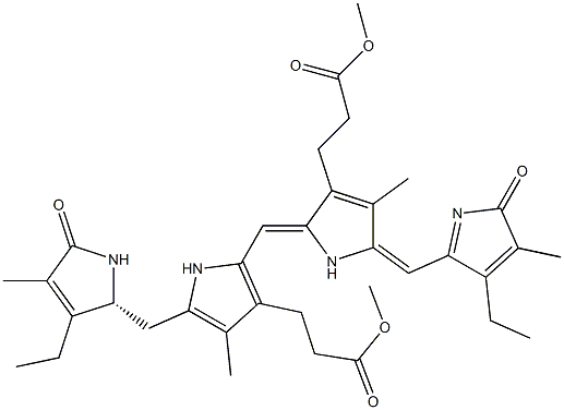 (4R)-3,17-ジエチル-1,4,5,19,23,24-ヘキサヒドロ-2,7,13,18-テトラメチル-1,19-ジオキソ-21H-ビリン-8,12-ジプロピオン酸ジメチル 化学構造式