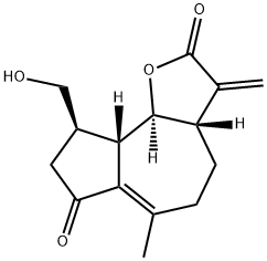 (3aS)-3,3aβ,4,5,8,9,9aβ,9bα-Octahydro-9β-hydroxymethyl-6-methyl-3-methyleneazuleno[4,5-b]furan-2,7-dione Struktur