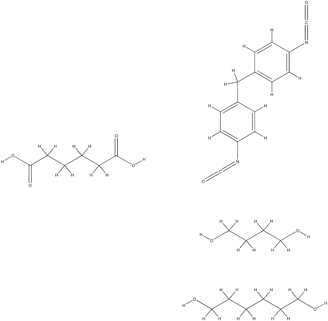 己二酸与1,4-丁二醇、1,6-己二醇和1,1'-亚甲基二(4-异氰酸根合苯)的聚合物 结构式