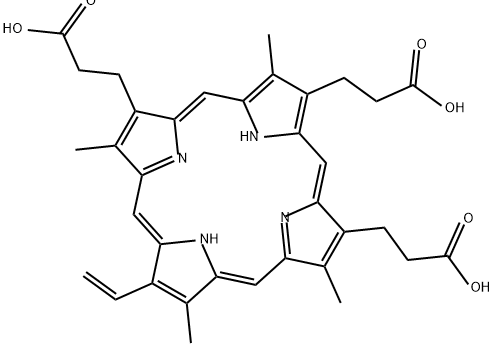 12-ethenyl-3,8,13,17-tetramethyl-21H,23H-Porphine-2,7,18-tripropanoic acid Structure